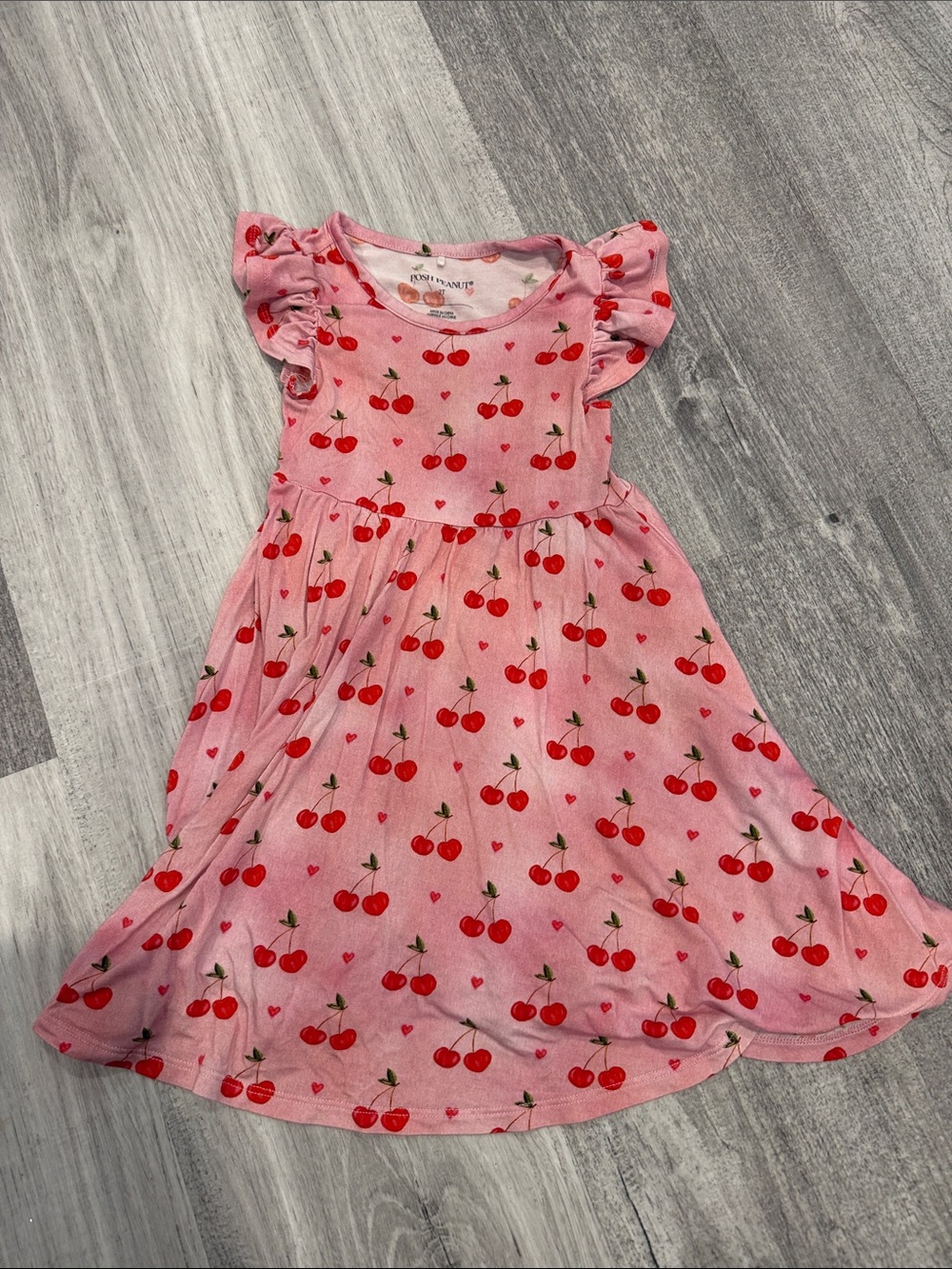 Posh Peanut Pink Dress with Red Cherry Print